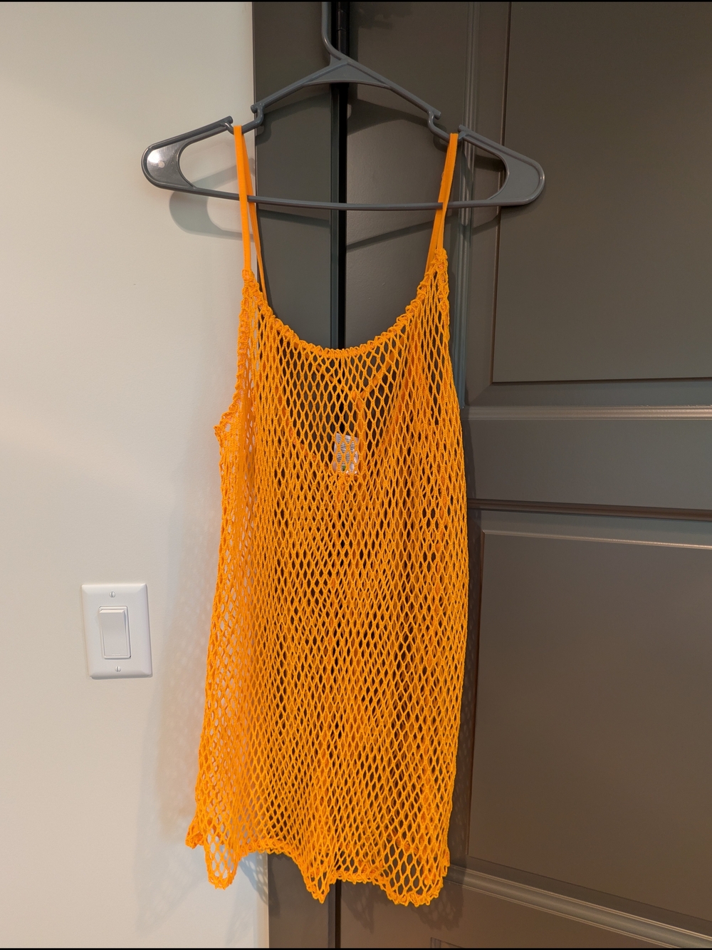 Bright Orange Mesh Slip Dress